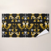 Scandinavische volks kunst vogels badhanddoek (Badhanddoek)