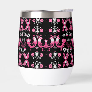 Scandinavische volks- roze en witte vogels