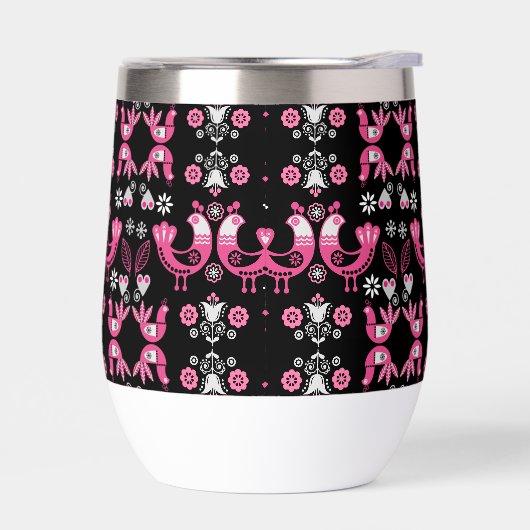 Scandinavische volks- roze en witte vogels (Links)