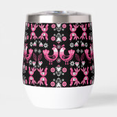 Scandinavische volks- roze en witte vogels (Voorkant)