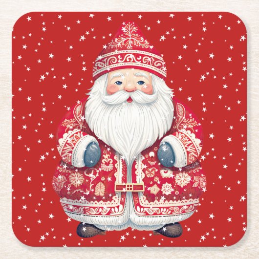 Scandinavische volkskerstman kartonnen onderzetters (Voorkant)