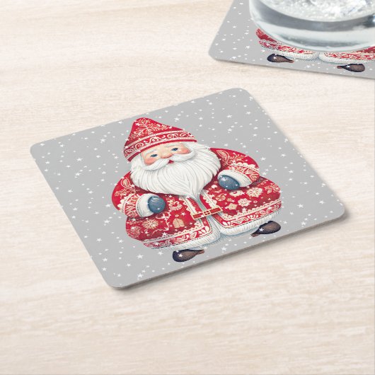 Scandinavische volkskerstman kartonnen onderzetters (Schuin)