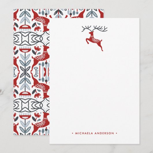 Scandinavische Volkskunst Aangepaste Naam Geperson Notitiekaartje (Voorkant / Achterkant)