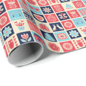 Scandinavische volkskunst:  bloemen. cadeaupapier (Rol Hoek)