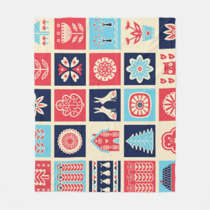 Scandinavische volkskunst: bloemen. fleece deken