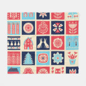 Scandinavische volkskunst: bloemen. fleece deken (Voorkant (Horizontaal))