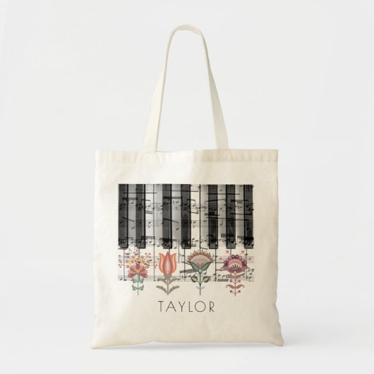 Scandinavische volkskunst bloemen muziek naam tote bag (Voorkant)