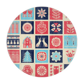 Scandinavische volkskunst:  bloemen. snijplank