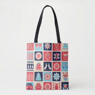 Scandinavische volkskunst:  bloemen. tote bag