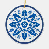 Scandinavische volkskunst bloemenblad sneeuwvlok keramisch ornament (Voorkant)