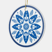 Scandinavische volkskunst bloemenblad sneeuwvlok keramisch ornament (Links)