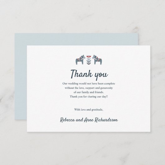 Scandinavische volkskunst dala paard bruiloft dank bedankkaart (Voorkant / Achterkant)