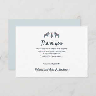 Scandinavische volkskunst dala paard bruiloft dank bedankkaart