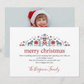 Scandinavische Volkskunst Dala Paard Foto Kerstmis Feestdagenkaart (Voorkant / Achterkant)