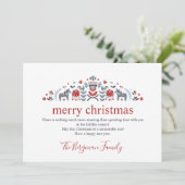 Scandinavische Volkskunst Dala Paard Foto Kerstmis Feestdagenkaart (Staand voorkant)