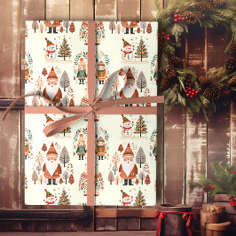 Scandinavische Volkskunst Feestelijke Feestdag Cadeaupapier