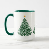 Scandinavische volkskunst groene kerstboom koffie mok (Links)