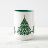 Scandinavische volkskunst groene kerstboom koffie mok (Midden)