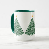 Scandinavische volkskunst groene kerstboom koffie mok (Voorkant links)