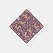 Scandinavische volkskunst in Paarse en gouden deco Servet (Hoek)