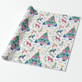 Scandinavische volkskunst kerstbomen & Dala paard Cadeaupapier (Uitgerold)