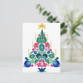 Scandinavische volkskunst kerstbomen & Dala paard Feestdagenkaart (Staand voorkant)