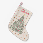 Scandinavische volkskunst kerstboom en sterren kleine kerstsok (Voorkant (Hangend))