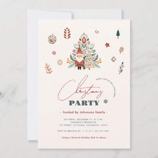 Scandinavische volkskunst Kerstman Kerstfeest Kaart (Voorkant)