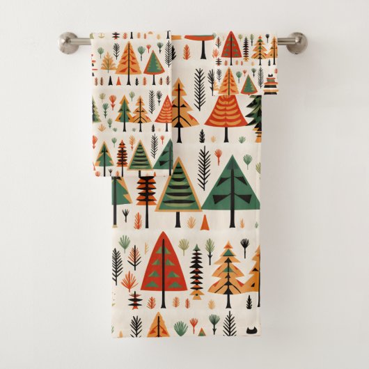 Scandinavische volkskunst kerstpatroon bad handdoek (Insitu)