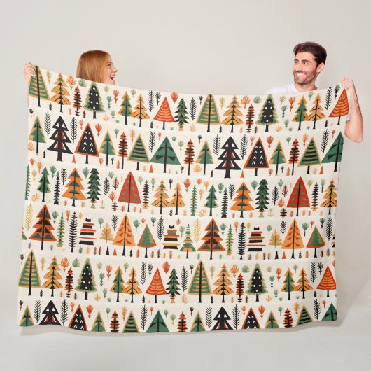 Scandinavische volkskunst kerstpatroon fleece deken (In situ)