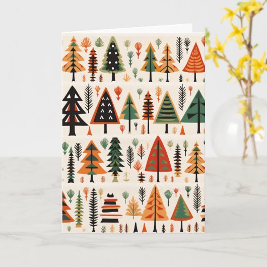 Scandinavische volkskunst kerstpatroon kaart (Gele Bloem)