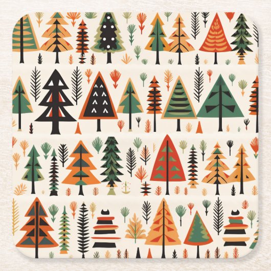 Scandinavische volkskunst kerstpatroon kartonnen onderzetters (Voorkant)