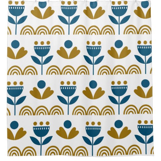 Scandinavische volkskunst, kleurrijk patroon. douchegordijn (Voorkant)
