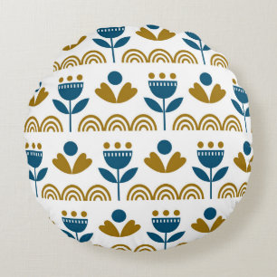 Scandinavische volkskunst, kleurrijk patroon. rond kussen