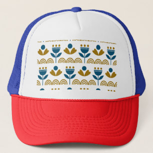 Scandinavische volkskunst, kleurrijk patroon. trucker pet