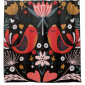 Scandinavische volkskunst: kleurrijke vogels. douchegordijn (Voorkant)