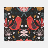 Scandinavische volkskunst: kleurrijke vogels. fleece deken (Voorkant (Horizontaal))