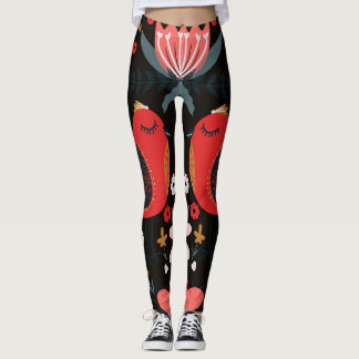 Scandinavische volkskunst: kleurrijke vogels. leggings
