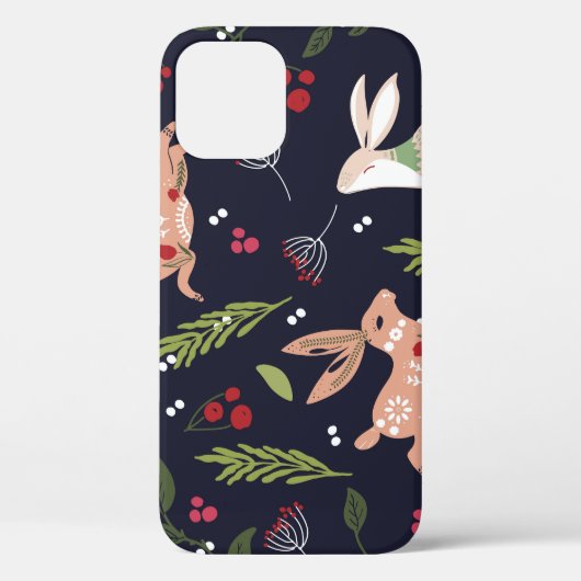 Scandinavische volkskunst konijnenprint Case-Mate iPhone case (Achterkant)