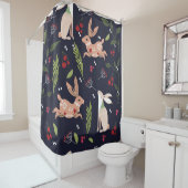 Scandinavische volkskunst konijnenprint douchegordijn (In situ)