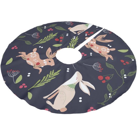 Scandinavische volkskunst konijnenprint kerstboom rok (Gekanteld)