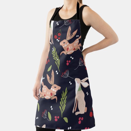 Scandinavische volkskunst konijnenprint schort (Insitu)