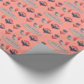 Scandinavische volkskunst koraal blauwe vogels blo cadeaupapier (Hoek)