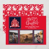 Scandinavische volkskunst Merry Christmas Tree 3 F Feestdagenkaart (Voorkant / Achterkant)