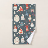 Scandinavische volkskunst met kerstkabouters bad handdoek (Handdoek)