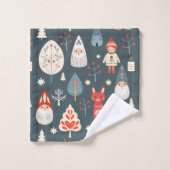 Scandinavische volkskunst met kerstkabouters bad handdoek (Wasdoekje)