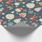 Scandinavische volkskunst met kerstkabouters cadeaupapier (Hoek)