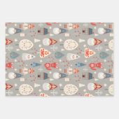 Scandinavische volkskunst met kerstkabouters inpakpapier vel (Voorkant 2)