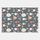 Scandinavische volkskunst met kerstkabouters inpakpapier vel (Voorkant)