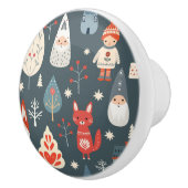 Scandinavische volkskunst met kerstkabouters keramische knop (Rechts)